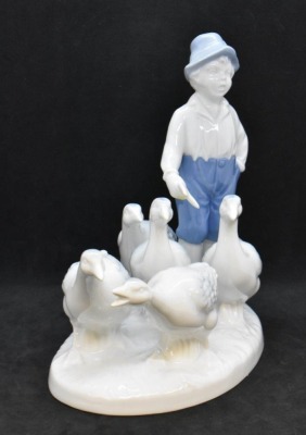 Gerold Porzellan Bavaria figurine of boy and geese, #7514 - 2