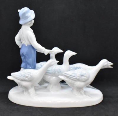 Gerold Porzellan Bavaria figurine of boy and geese, #7514 - 3