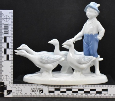 Gerold Porzellan Bavaria figurine of boy and geese, #7514 - 8