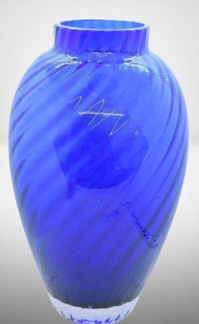 Mrkd. Tiffany and Co. 9.5" cobalt blue swirl vase