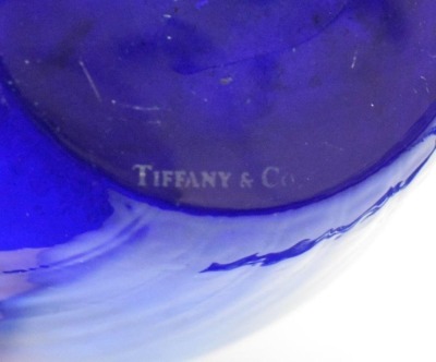 Mrkd. Tiffany and Co. 9.5" cobalt blue swirl vase - 5