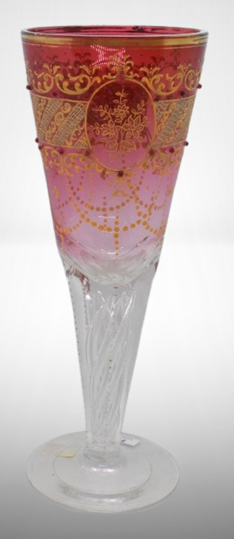 Moser Jeweled Air Twist 11"h chalice goblet vase