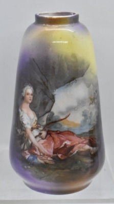 (2) Handpainted porcelain 4.5"h scenic cabinet vases incl. Diana the Huntress - 2