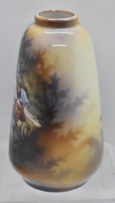 (2) Handpainted porcelain 4.5"h scenic cabinet vases incl. Diana the Huntress - 7