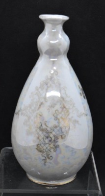 Mrkd. Prov Saxe/ ES Germany 4.5"h cabinet vase featuring Lady w/ Peacock - 3