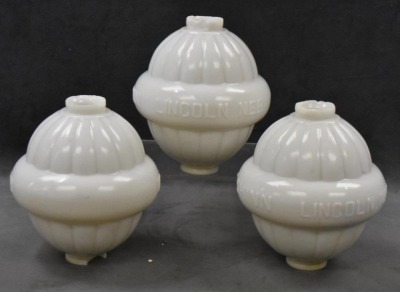 (3) W.C. Shinn milk glass lightning rod balls - 2