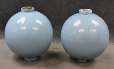 (2) Shinn-System blue milk glass lightning rod balls - 3