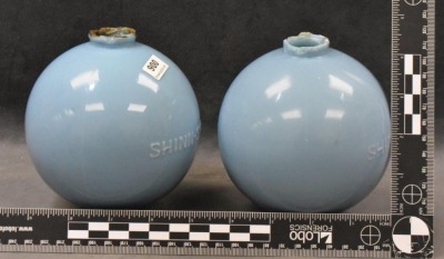 (2) Shinn-System blue milk glass lightning rod balls - 4