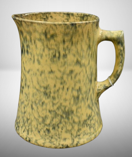 Yellow and blue spongeware 8" pitcher