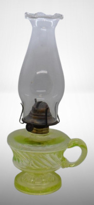 Vaseline Central No. 772/ swirl band footed finger kerosene lamp - 2