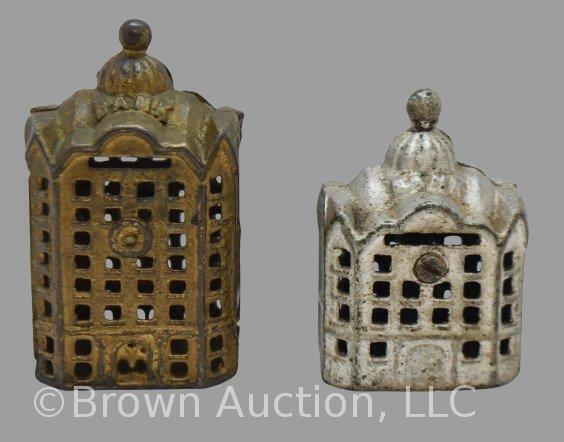 (2) Cast Iron A.C. Williams domed banks, 3" and 3.75"