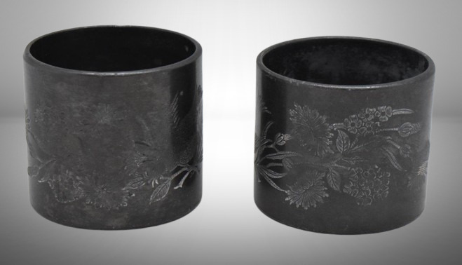 (2) Victorian napkin rings, etched designs