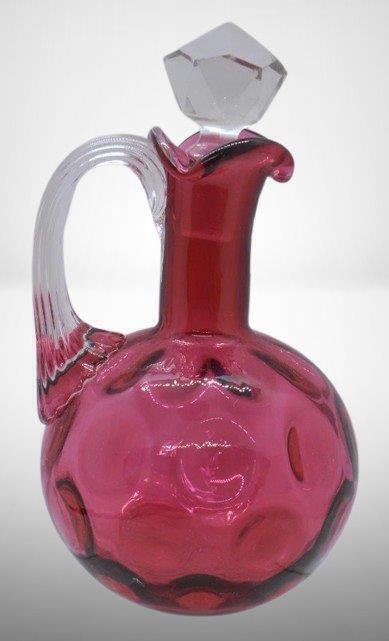 Fenton cranberry glass Inverted Thumbprint 6.5" cruet w/ stopper