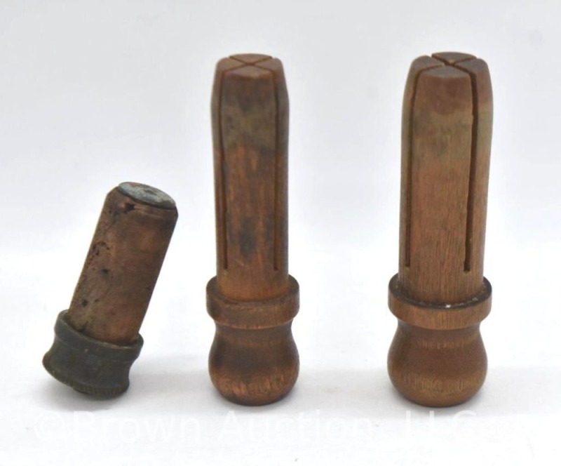 (2) Civil War barrel plugs: British Enfield Tompion (brass and cork; Springfield .69 aliber Tompion