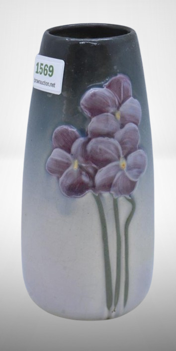 Weller Etna 5.5" vase decorated w/ lavender flowers