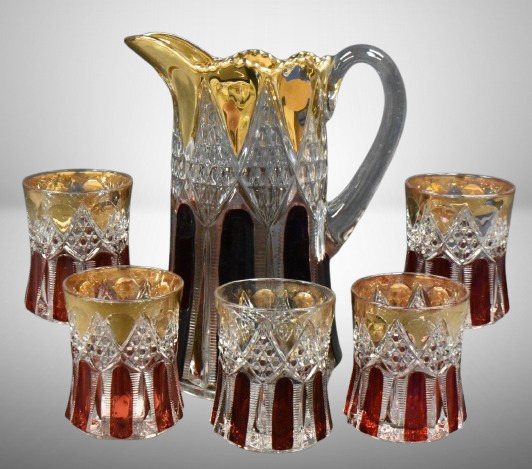 EAPG 6 pc. Ladders w/ Diamonds ruby flash water set