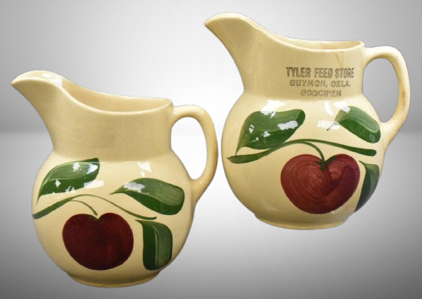 (2) Watt Pottery Apple No. 16 6.5" pitchers