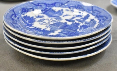 (13) Flow Blue pcs., mostly plates and 1-oval bowl - 5