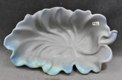 Van Briggle pottery "Leaf" console bowl, turquoise glazes - 5