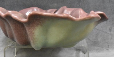 Van Briggle pottery "Leaf" console bowl, mulberry glazes - 6