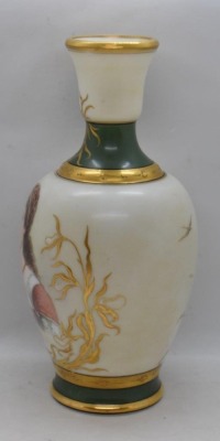 Victorian Limoges? 9" portrait vase, gold enameled decorations - 3