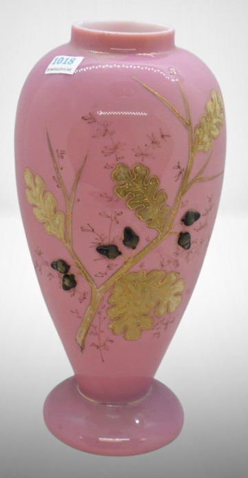 Victorian pink cased glass 10" factory lamp base (we think)
