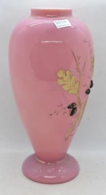 Victorian pink cased glass 10" factory lamp base (we think) - 3