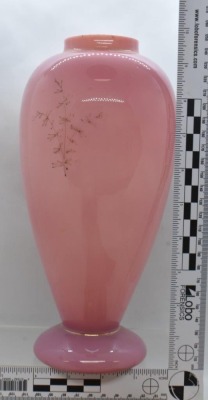 Victorian pink cased glass 10" factory lamp base (we think) - 4