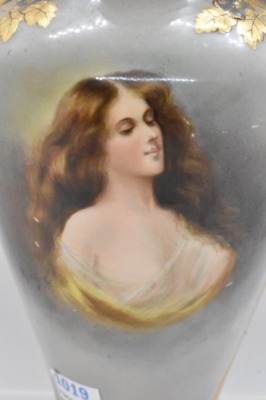 Mrkd. Royal Bonn Art Nouveau 8.5" portrait vase - 2