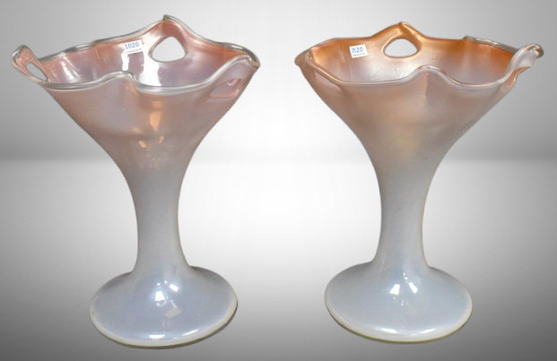 Pair of Art Nouveau Italian? 12"h free form vases