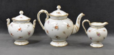 Mrkd. Dresden 3 pc. tea set w/ dainty flowers - 3