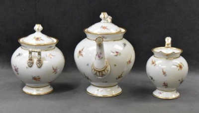 Mrkd. Dresden 3 pc. tea set w/ dainty flowers - 4