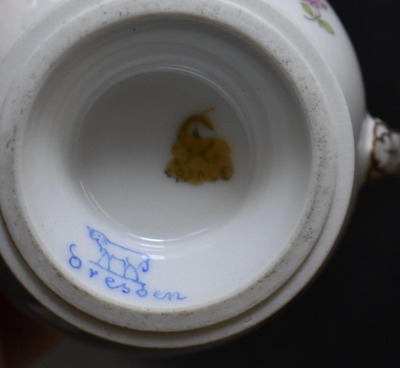 Mrkd. Dresden 3 pc. tea set w/ dainty flowers - 7