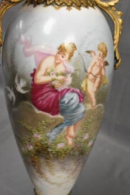 Handpainted 19th Century Sevres porcelain and cloisonne 15" urn - 2