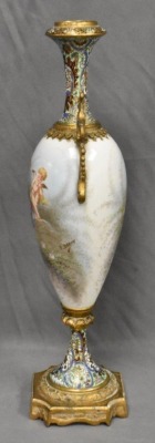 Handpainted 19th Century Sevres porcelain and cloisonne 15" urn - 3