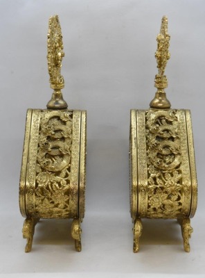 3 pc. Gold metal ormolu filigree dresser set: large jewelry box and (2) perfume bottles - 13