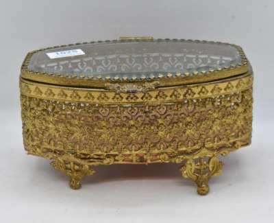 (3) Gold metal ormolu filigree jewelry boxes, various sizes - 2
