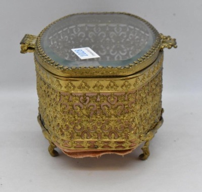 (3) Gold metal ormolu filigree jewelry boxes, various sizes - 3