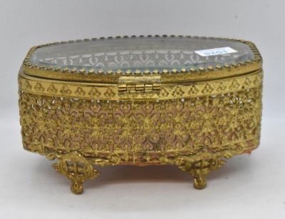 (3) Gold metal ormolu filigree jewelry boxes, various sizes - 4