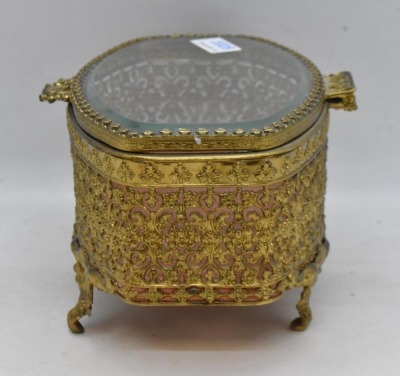 (3) Gold metal ormolu filigree jewelry boxes, various sizes - 5