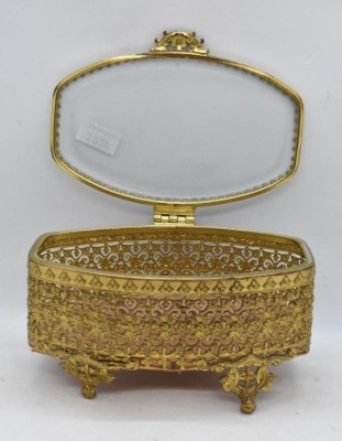 (3) Gold metal ormolu filigree jewelry boxes, various sizes - 6
