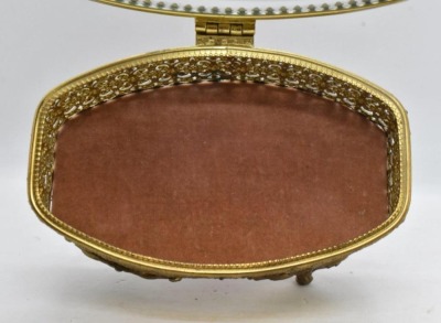 (3) Gold metal ormolu filigree jewelry boxes, various sizes - 7