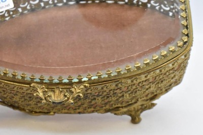 (3) Gold metal ormolu filigree jewelry boxes, various sizes - 9
