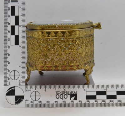(3) Gold metal ormolu filigree jewelry boxes, various sizes - 11
