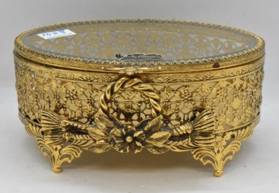 (3) Gold metal ormolu filigree jewelry boxes, various sizes - 12