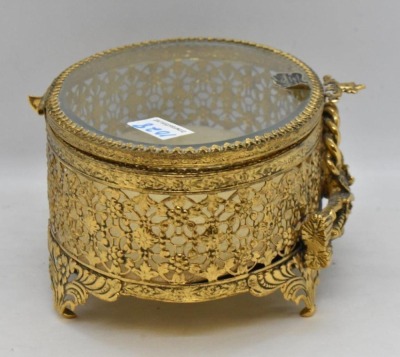 (3) Gold metal ormolu filigree jewelry boxes, various sizes - 13