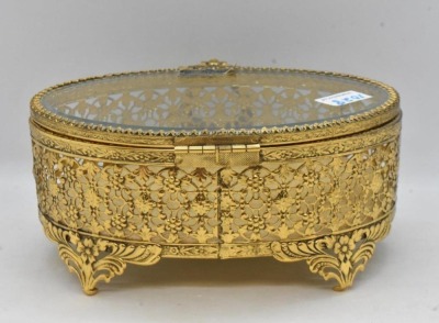 (3) Gold metal ormolu filigree jewelry boxes, various sizes - 14