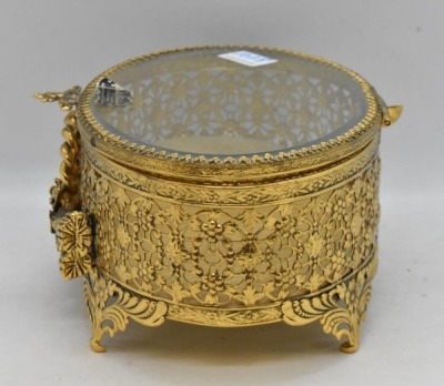 (3) Gold metal ormolu filigree jewelry boxes, various sizes - 15