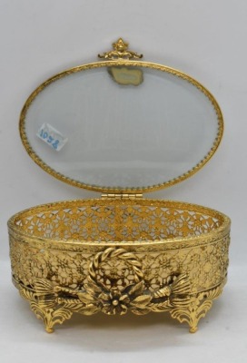 (3) Gold metal ormolu filigree jewelry boxes, various sizes - 16