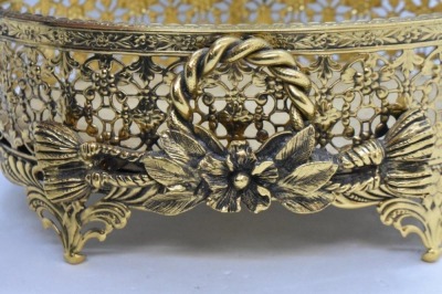 (3) Gold metal ormolu filigree jewelry boxes, various sizes - 18